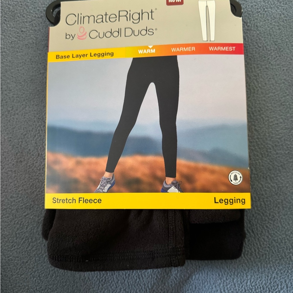 Cuddl Duds Black Stretch Fleece Leggings